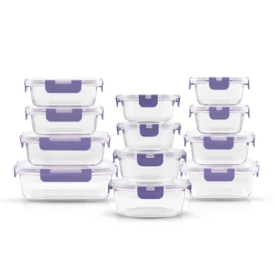 Joyful by JoyJolt&reg; 24-Piece Purple Glass Storage Container Set with Leakproof Lids {4}