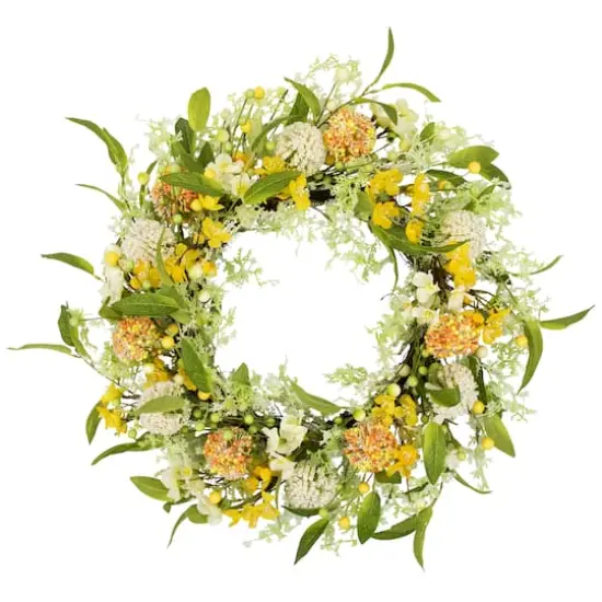 26" Yellow & Orange Berry & Thistle Floral Spring Wreath {1}