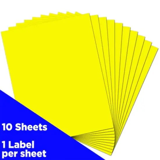 JAM Paper Shipping Labels, 8.5" x 11" Neon Yellow {4}