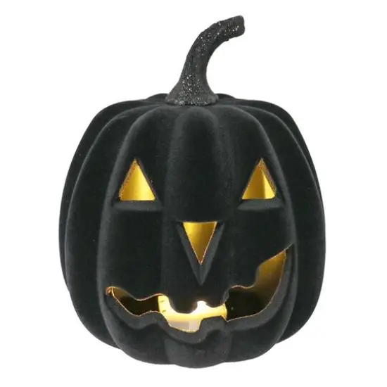 9.5" Flocked LED Jack-O'-Lantern Tabletop Décor by Ashland® {3}