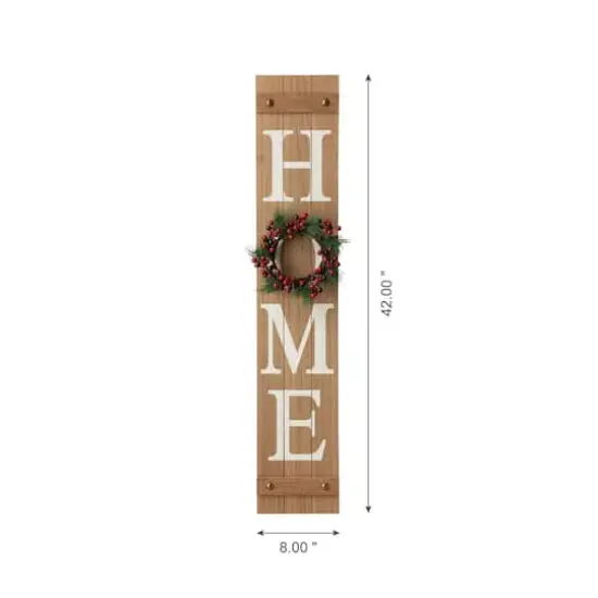 Glitzhome 42"H Wooden Brown "HOME" Porch Sign with 3 Changable Wreaths {9}