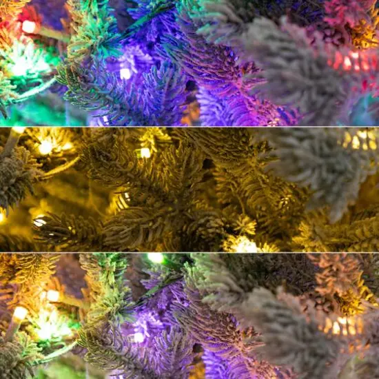 7.5ft. Pre-Lit Flocked California Spruce Artificial Christmas Tree, Color-Changing LED Lights {4}