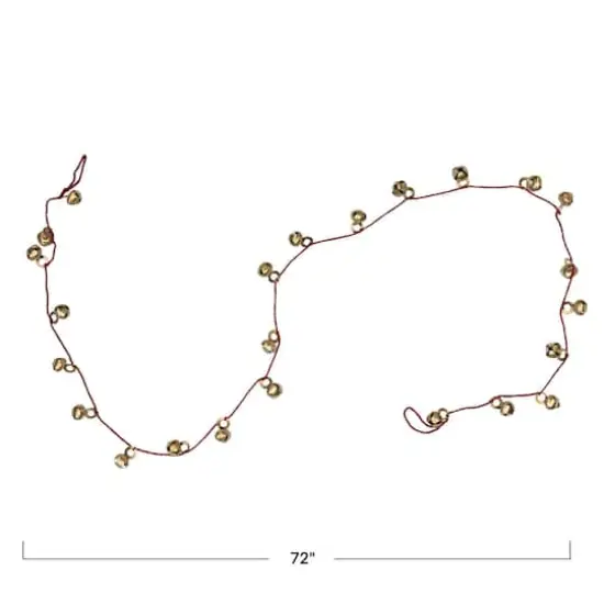 Hello Honey® 6ft. Antique Gold Finish Metal Bells on Red Cord Garland {4}