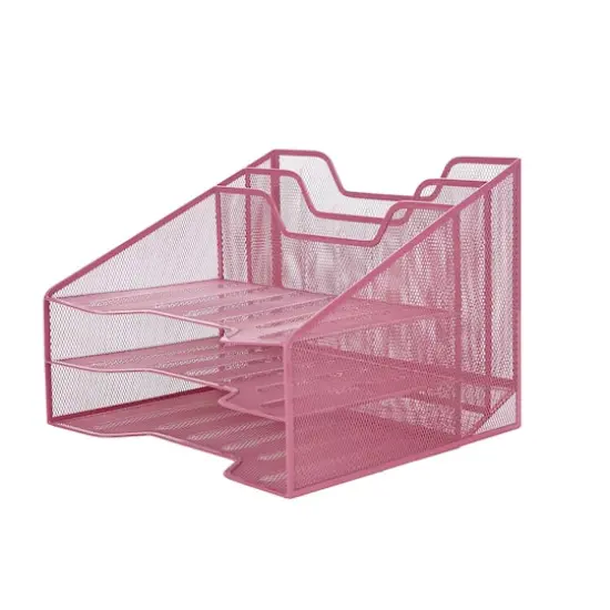 Mind Reader 5-Compartment Desk Organizer Pink {1}