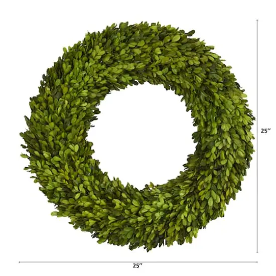 24" Green Preserved Boxwood Wreath {3}