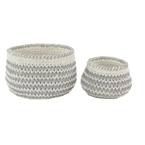 Gray Polyester Country Storage Basket Set {5}