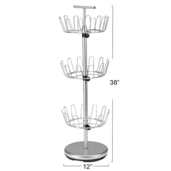 Household Essentials 38" Silver 3-Tier Revolving Shoe Tree {4}