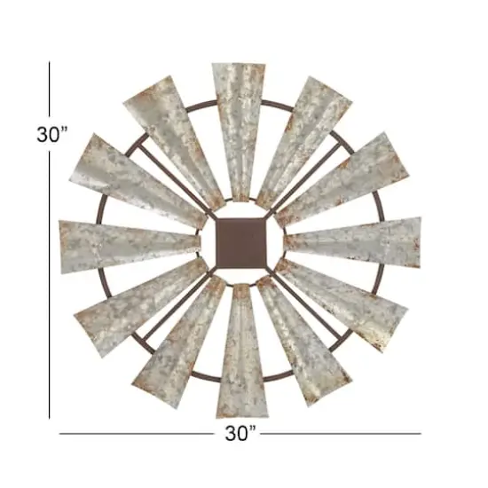 Silver Farmhouse Decorative Windmill Wall Accent {7}