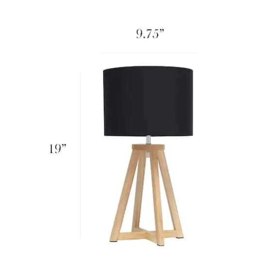 Simple Designs 19" Interlocked Triangular Natural Wood Table Lamp with Black Shade Natural and Black {4}