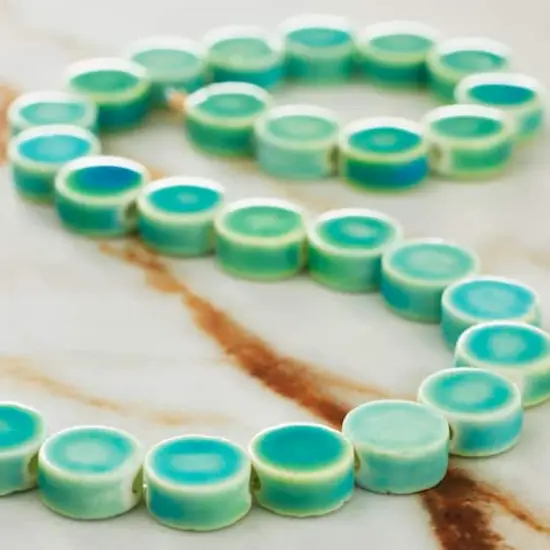 Turquoise Ceramic Roundel Beads, 8mm by Bead Landing&trade; {3}