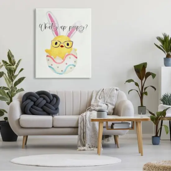 Stupell Industries What's Up Peeps Funny Easter Phrase Hatched Chick Canvas Wall Art {3}