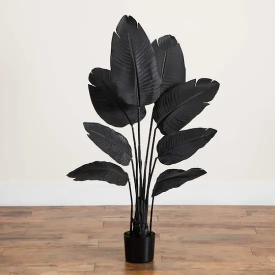 4ft. Artificial Halloween Black Travelers Palm Tree {6}