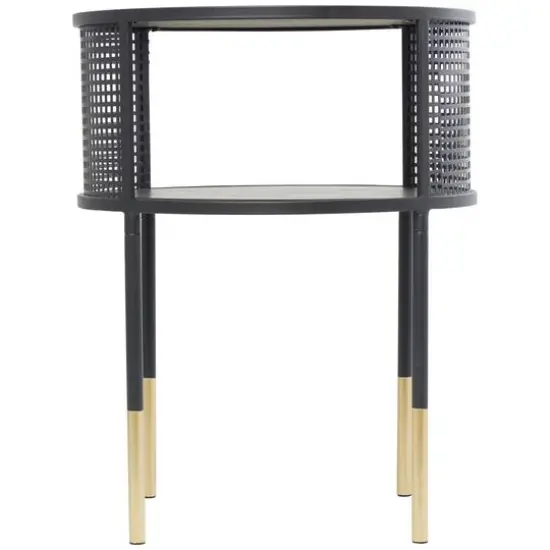 21" Black Metal Open Grid Frame Accent Table {4}