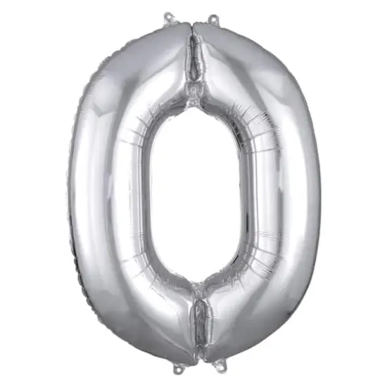 34" Silver Number Foil Balloon 0 {1}