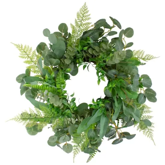 24" Green Mixed Foliage Artificial Spring Wreath {1}