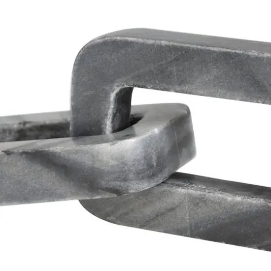 9.75" Gray Marble Geometric 2-Link Chain Sculpture D&eacute;cor {9}
