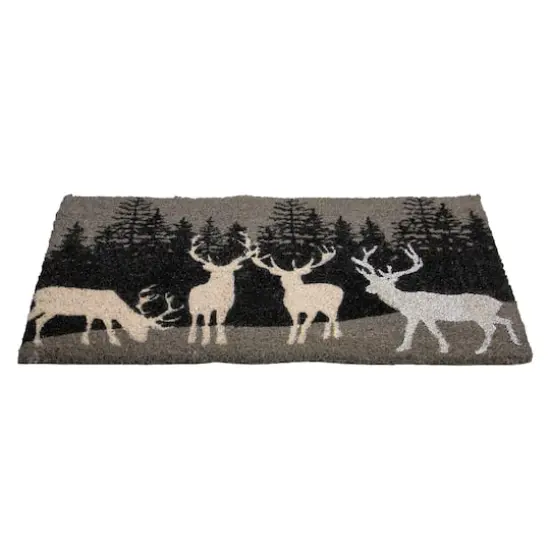 Natural Coir Forest Reindeer Christmas Doormat {4}