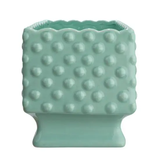 Hello Honey&reg; 11" Mint Ceramic Hobnail Planter with Scalloped Edge {8}