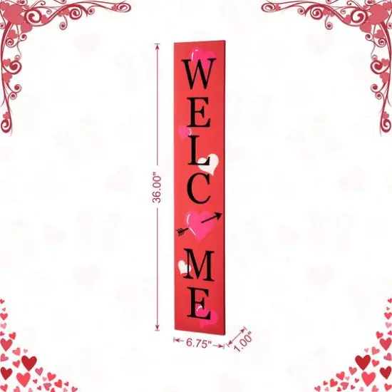 Glitzhome&reg; 36" Valentine's Wooden Welcome Porch Sign {9}