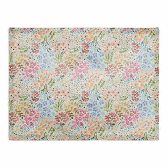 Wild Flower Floral Cotton Twill Placemat Blue {1}