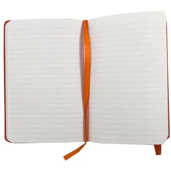 JAM Paper Travel Size Hardcover Notebook with Elastic Band Sunburst Orange {5}