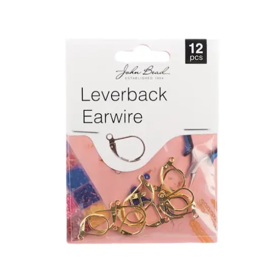John Bead Must Have Findings 15mm Leverback Earwire, 12ct. Gold {1}