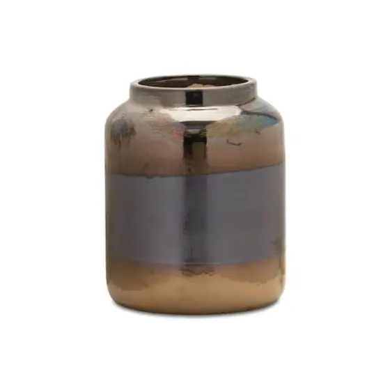 7.5" Modern Iridescent Two Tone Vase {1}