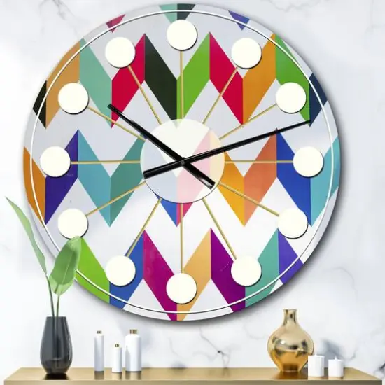 Designart Geometrical Retro Design III Mid-Century Modern Wall Clock {1}