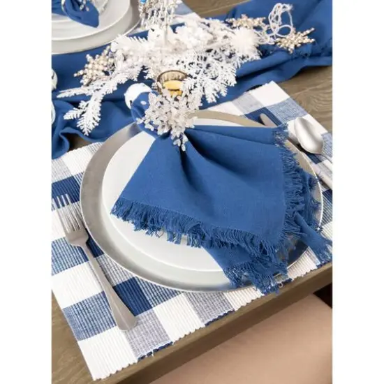 DII&reg; Buffalo Check Ribbed Placemat, 6ct. Navy/White {7}