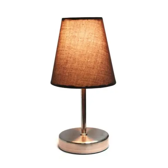 Creekwood Home Nauru 10.5" Sand Nickel Petite Metal Stick Table Lamp Espresso Brown {6}