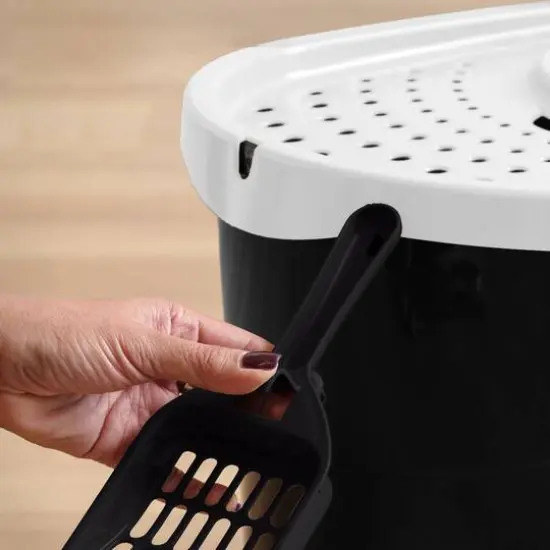 Iris&reg;Large Top Entry Cat Litter Box with Scoop, Black {5}