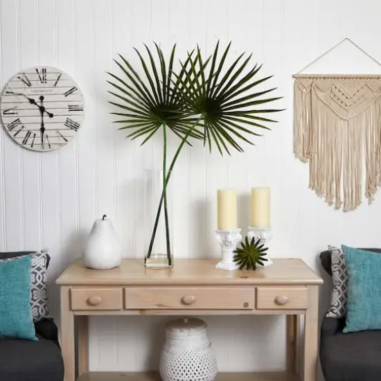 4ft. Green Fan Palm Arrangement in Glass Vase {5}