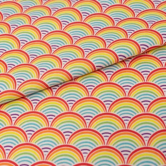 SINGER Rainbow Geo Scallops Cotton Fabric {3}