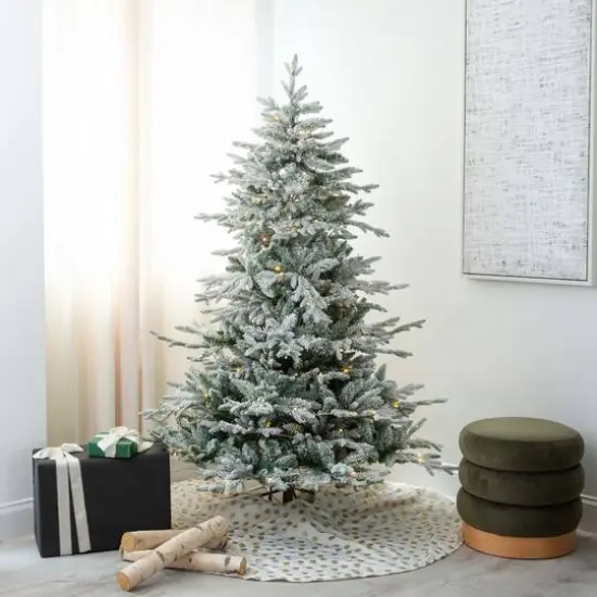 6ft. Pre-Lit Fraser Fir Flocked Artificial Christmas Tree with Instant, Warm White LED Lights {10}
