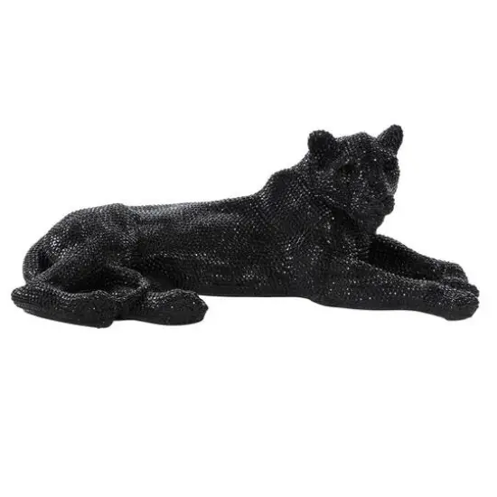 39" Black Glam Leopard Sculpture {1}