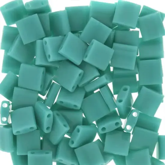 Miyuki&reg; Tila&reg; 5mm 2-Hole Square Glass Seed Beads Turquoise Opaque {1}