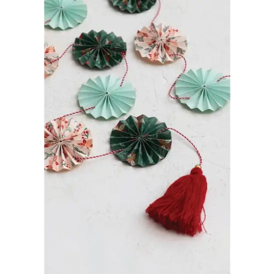 Hello Honey&reg; 5ft. Multicolor Handmade Recycled Paper Fan Garland with Cotton Tassel {4}