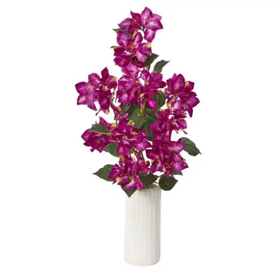 23" Bougainvillea Plant in White Planter {1}