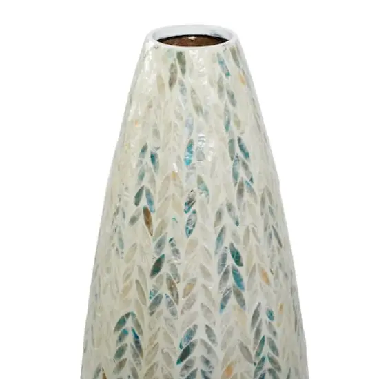 34" White Bamboo Coastal Vase {3}