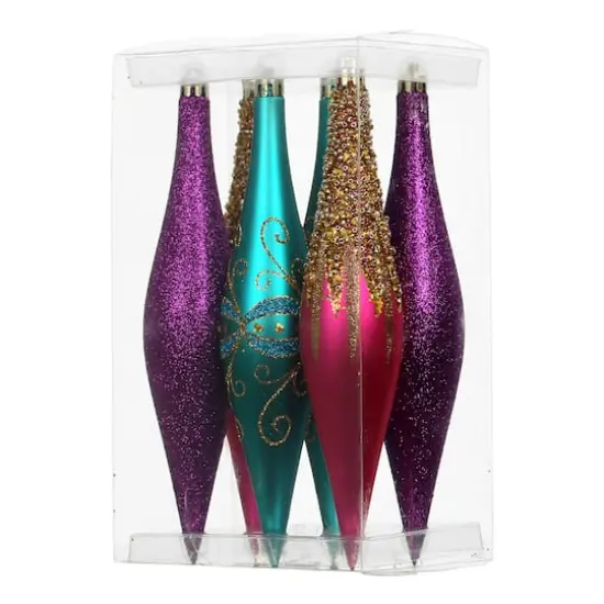 6 Pack 7.7" Jewels & Jolly Shatterproof Teardrop Ornaments by Ashland® {3}