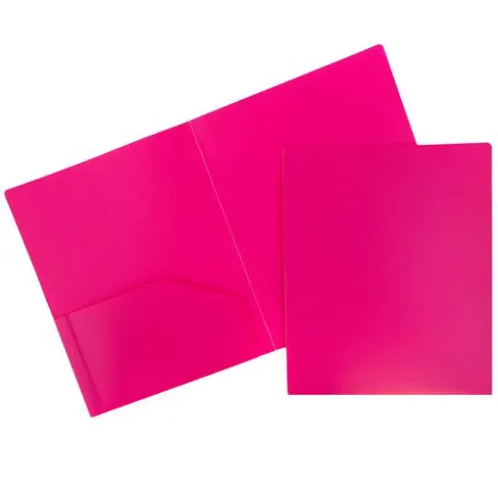 JAM Paper Heavy Duty Plastic 2-Pocket Folders, 6ct. Fuchsia {1}