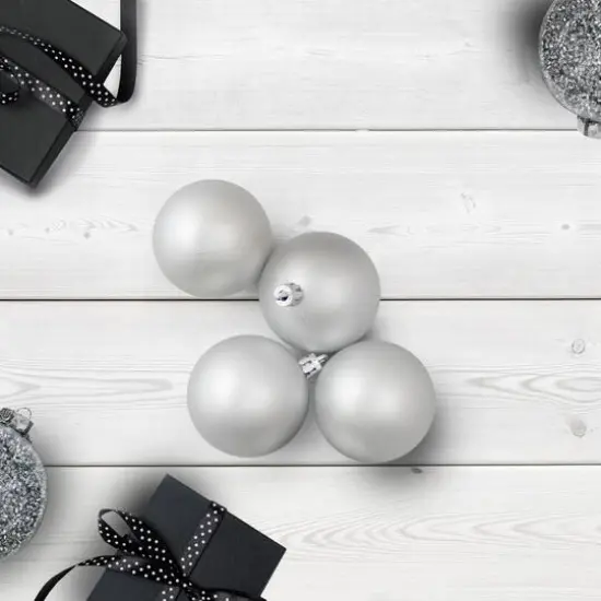 60ct Matte Silver Splendor Shatterproof Ball Ornaments {4}