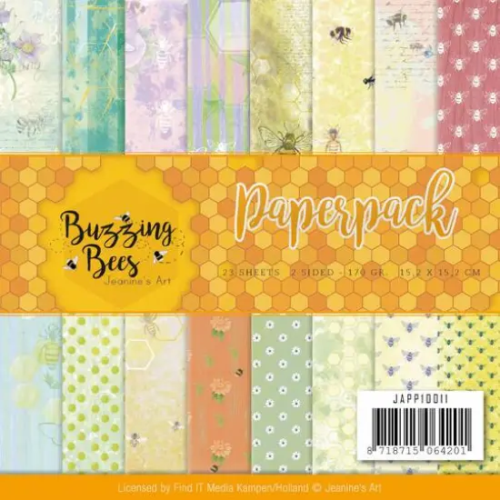 Find It Trading Jeanine's Art Paper Pack 6"X6" 23/Pkg-Buzzing Bees, Double-Sided Designs {1}