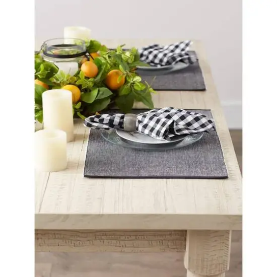 DII&reg; 2-Tone Ribbed Placemats, 6ct. Black and white {4}