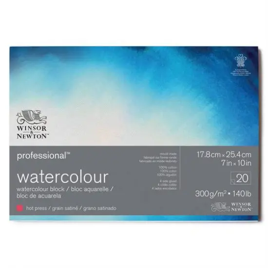 Winsor & Newton&trade; Professional&trade; 140lb. Hot Press Watercolour Paper Block, 20 Sheets {1}