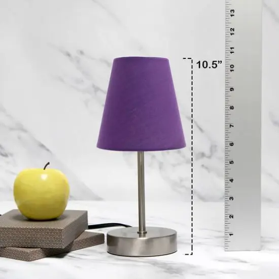 Creekwood Home Nauru 10.5" Sand Nickel Petite Metal Stick Table Lamp Purple {5}