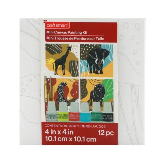 4" x 4" Wild Animals Canvas Painting Kit {6}