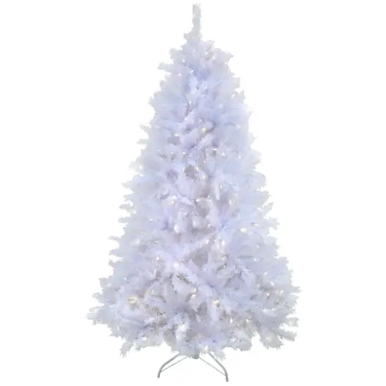 9ft. Pre-Lit White Artificial Christmas Tree, Warm White LED Lights {1}