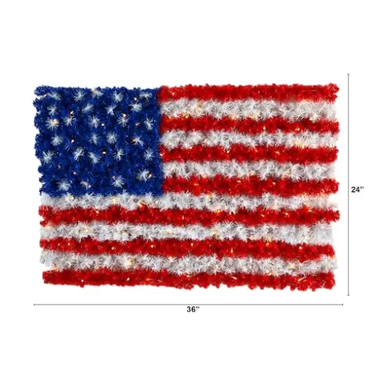 3ft. Pre-Lit Red, White & Blue American Flag Wall Panel, Warm LED Lights {3}
