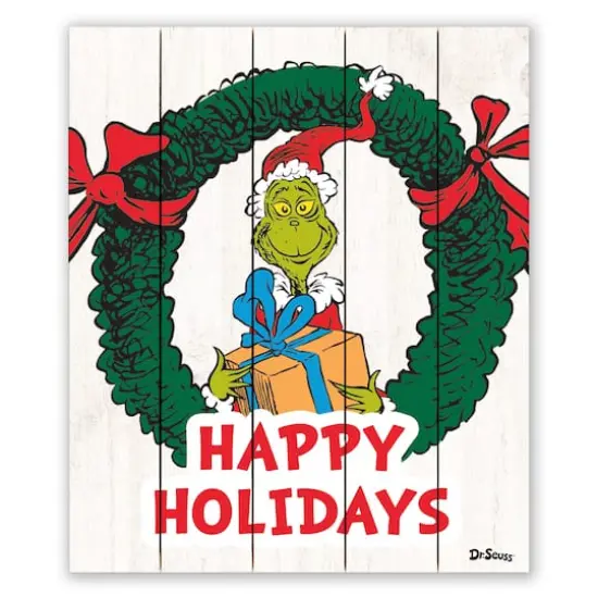 20" The Grinch Happy Holidays Pallet Wood Wall Art {1}
